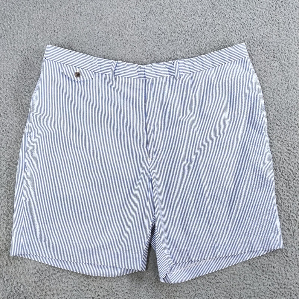 Polo Golf Ralph Lauren Shorts Mens 42 Blue Seersucker Striped Comfort High Rise